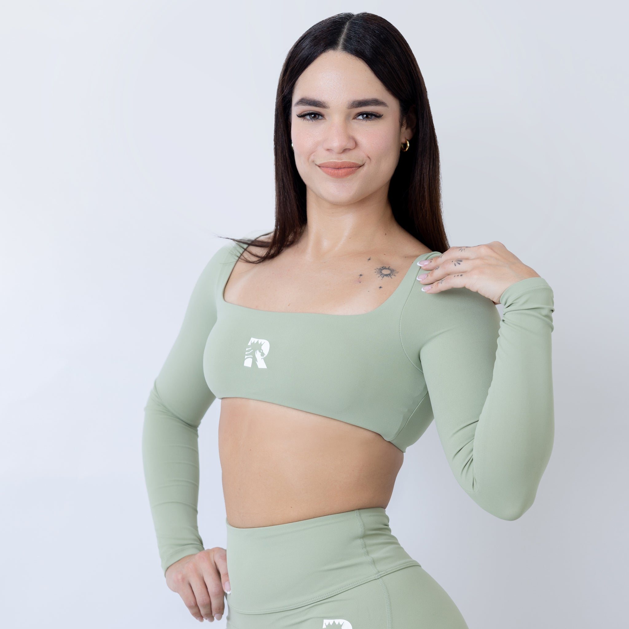 Women's Sage Green Super Crop Top